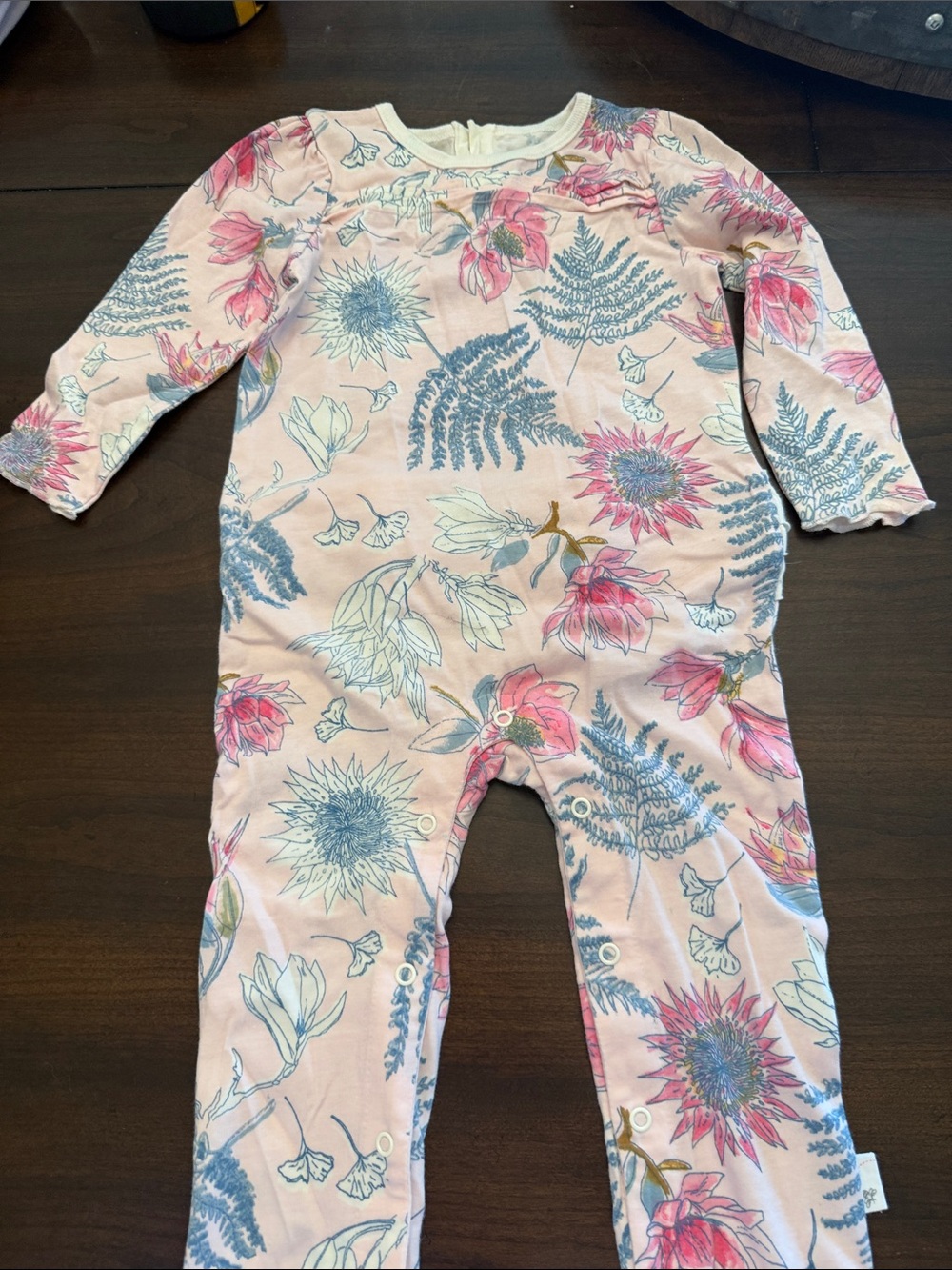 Burt’s Bees Baby Soft Pink Floral Footed One-Piece for Kids